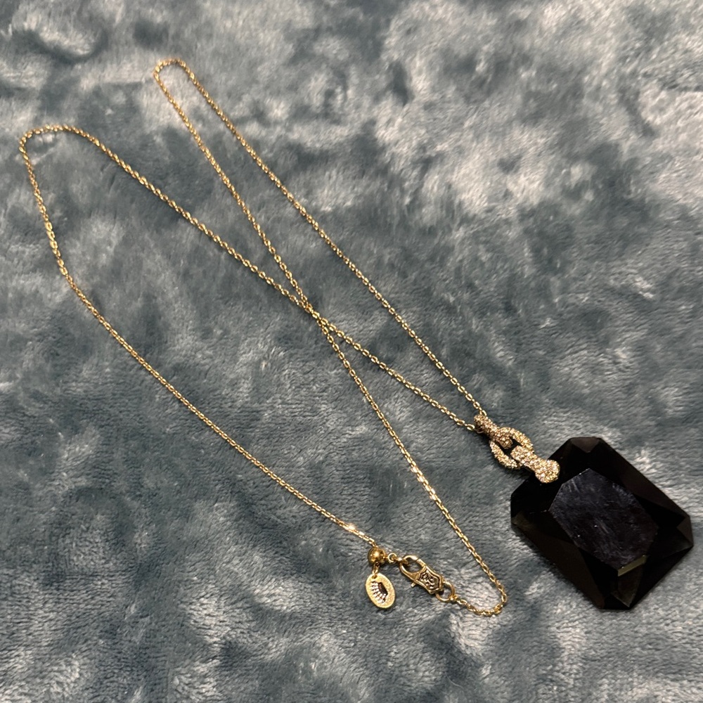 Juicy Couture Black Pendant Necklace with Gold Chain